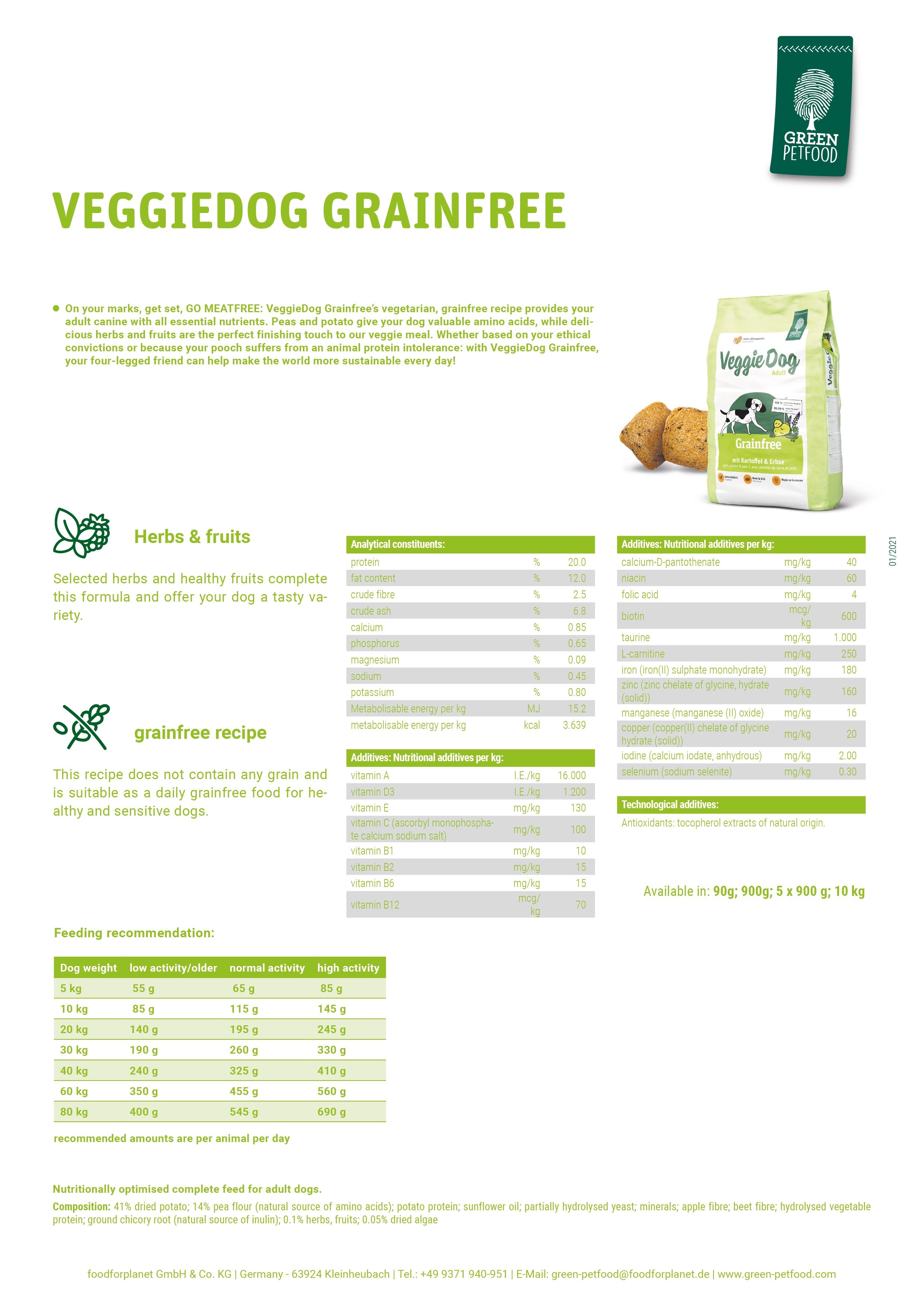 Green Petfood VeggieDog Grain Free Adult Dry Dog Food 10kg